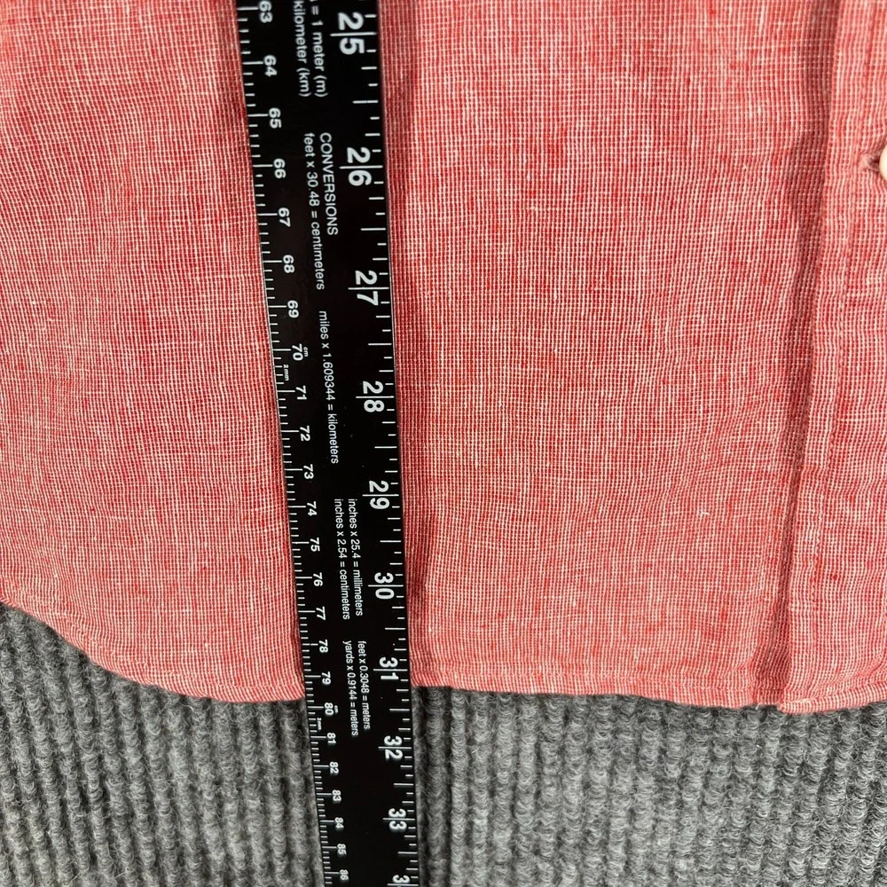 Banana Republic Shirt Mens XL Extra Large Red Short Sleeve Linen Blend Slim Fit
